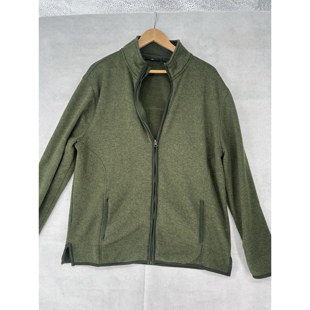 Club Room Green Full Zip Mock Neck Jacket Sweater Men's Size Large Outdoor